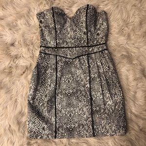 GUESS Strapless snakeskin tulip dress